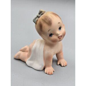 Vintage 1961 Napcoware Baby w/ Bow In Hair Ceramic Figurine #C4909S